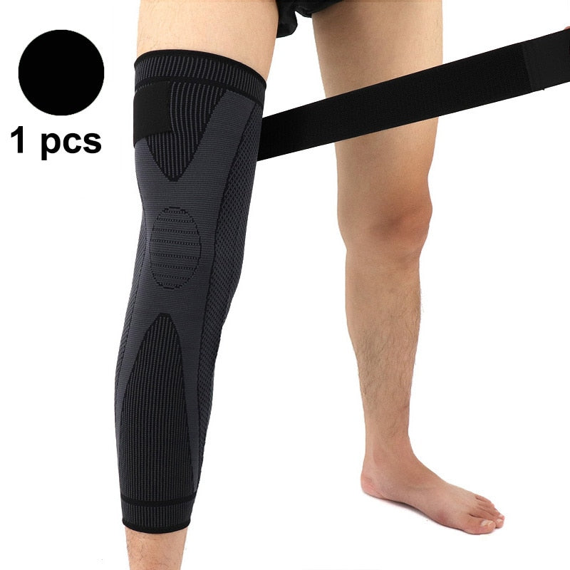 1 Pcs Compression Knee Pads Support Lengthen Stripe Sport Sleeve Protector Elastic Long Kneepad Brace Volleyball Running